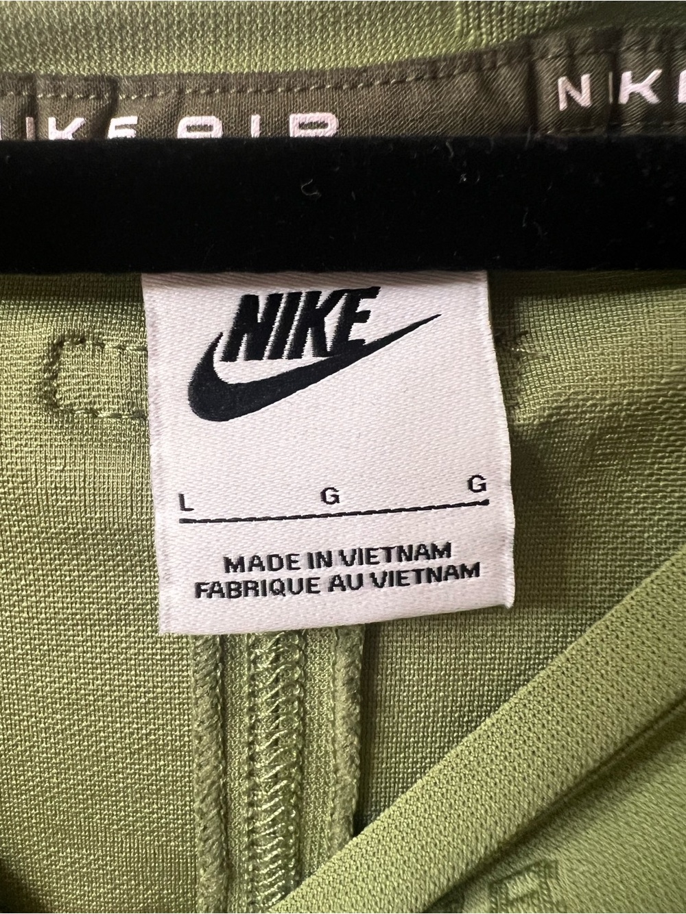 Nike Olive Green Long Sleeve Women's Top with Subtle Embossed Swoosh - Picture 4 of 5